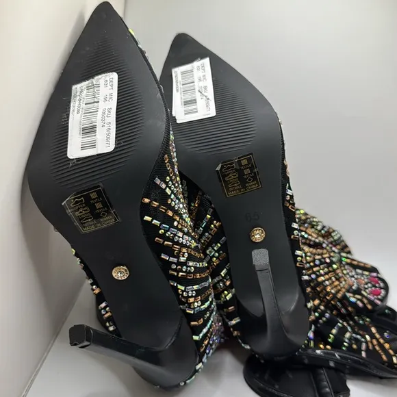 Azalea Wang CHAVELLE Thigh High Rhinestone Stretch Mesh Stiletto STATEMENT Boots
