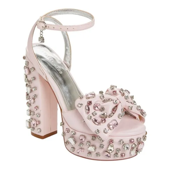 AZALEA WANG Maya Platform Sandal with Bow and Embellishments | US 6