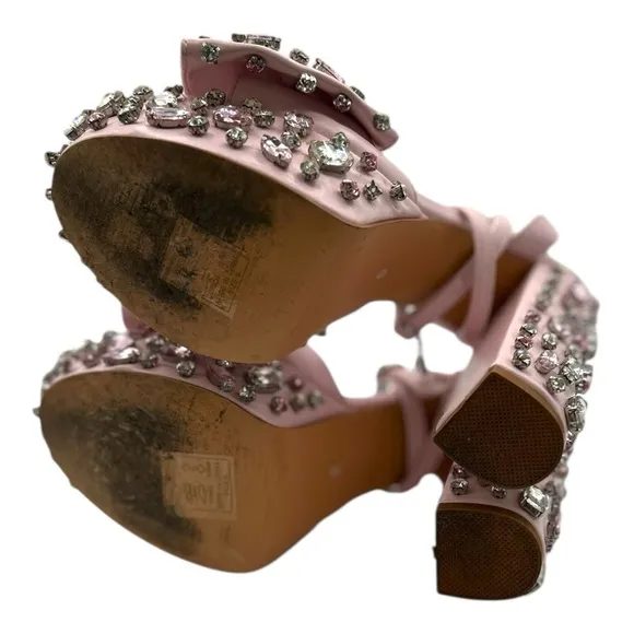 AZALEA WANG Maya Platform Sandal with Bow and Embellishments | US 6