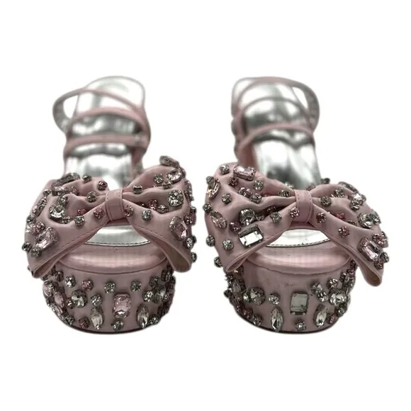 AZALEA WANG Maya Platform Sandal with Bow and Embellishments | US 6