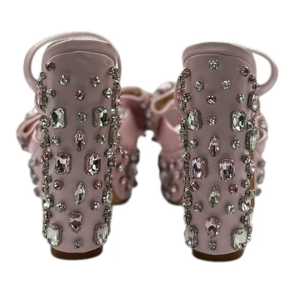 AZALEA WANG Maya Platform Sandal with Bow and Embellishments | US 6