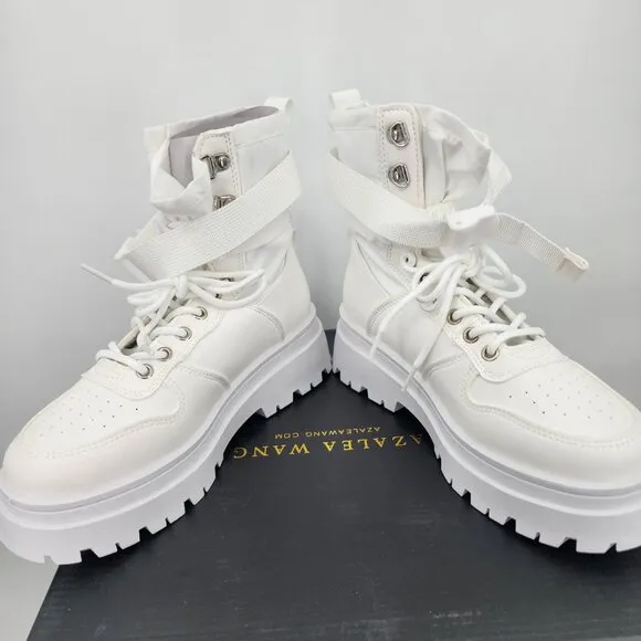 AZALEA WANG Peachy White High Top Sneakers 6-10 NWT