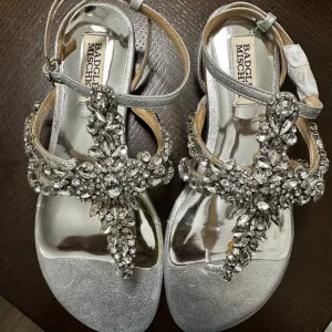 Badgley Mischka Silver Embellished Sandals