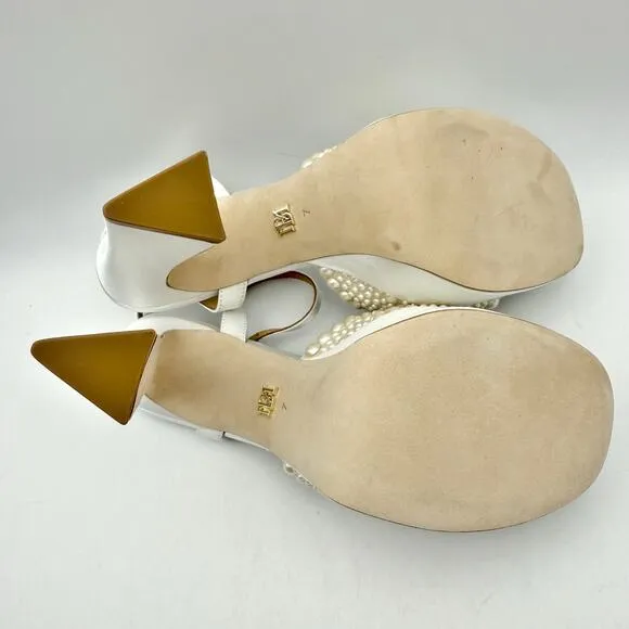 Badgley Mischka Womens Bryleigh Platform Sandals US 7 EU 37.5 White Satin EUC