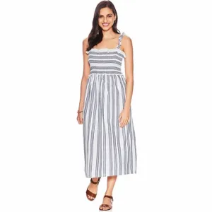 BAILEY BLUE Striped Smocked Midi Dress Size L