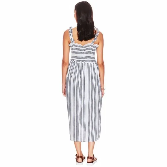 BAILEY BLUE Striped Smocked Midi Dress Size L