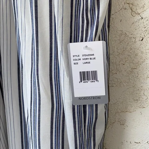 BAILEY BLUE Striped Smocked Midi Dress Size L