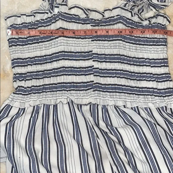 BAILEY BLUE Striped Smocked Midi Dress Size L