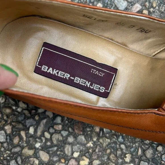 Baker - Benjes Italian Brown Leather Dress Slip On Loafers Size 8.5 D