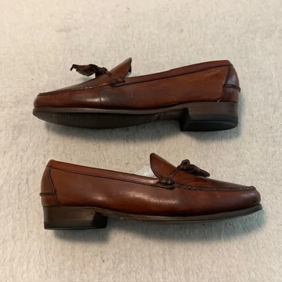 Baker Benjes Mens Brown Leather Slip On Tasseled Loafers Size 8 D