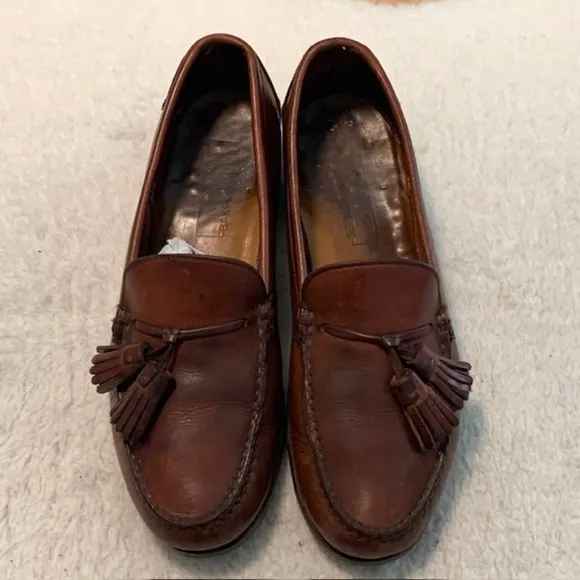 Baker Benjes Mens Brown Leather Slip On Tasseled Loafers Size 8 D