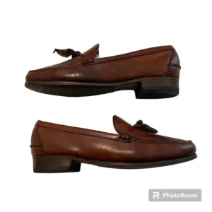 Baker Benjes Mens Brown Leather Slip On Tasseled Loafers Size 8 D