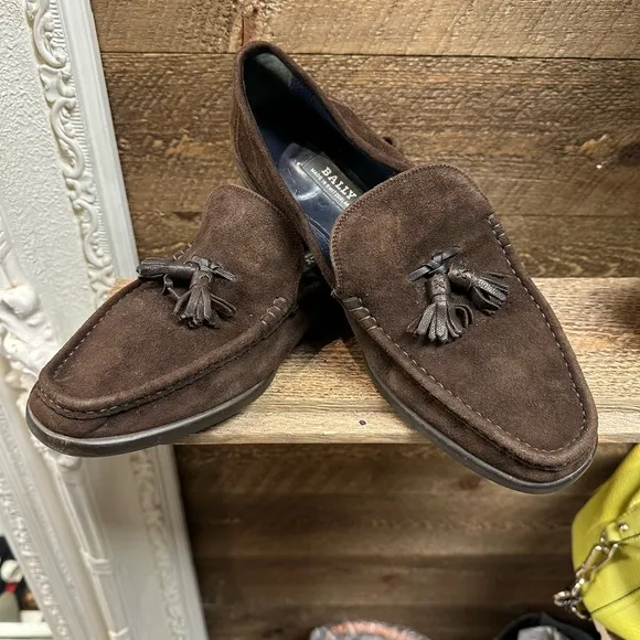 Bally Brown Suede Tassel Loafers – Size 9D – Made in Switzerland