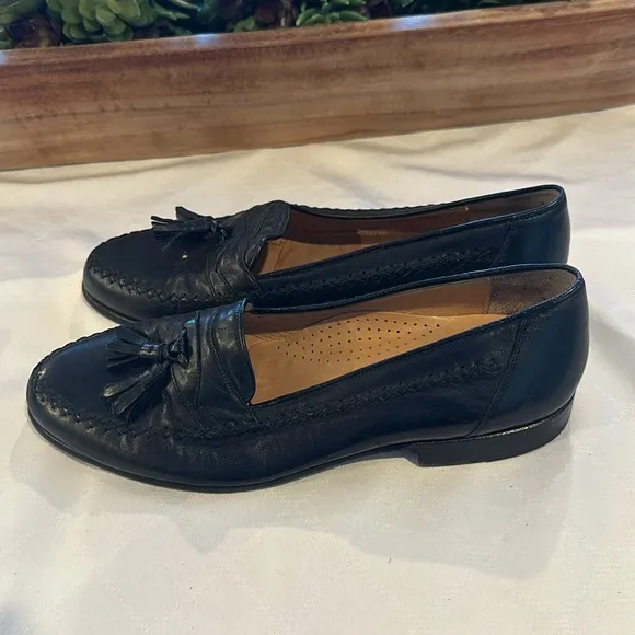 Bally Chancy Nappa Loafers shoes Black leather Tassels men’s size 9 EUC
