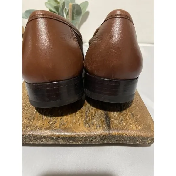 Bally Mens Brown Perforated Leather Loafers With Tassels Size 9D
