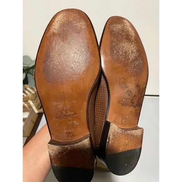 Bally Mens Brown Perforated Leather Loafers With Tassels Size 9D
