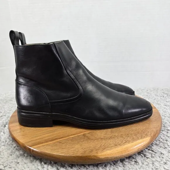 Bally Newsom Black Leather Ankle Zip Pull Up Casual Daily Chelsea Boots Mens 7 D