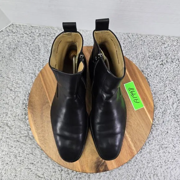 Bally Newsom Black Leather Ankle Zip Pull Up Casual Daily Chelsea Boots Mens 7 D