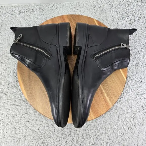 Bally Newsom Black Leather Ankle Zip Pull Up Casual Daily Chelsea Boots Mens 7 D