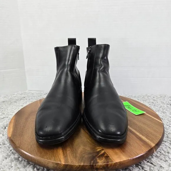 Bally Newsom Black Leather Ankle Zip Pull Up Casual Daily Chelsea Boots Mens 7 D