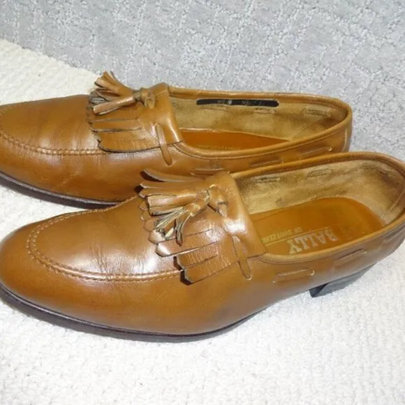 BALLY of Switzerland Indio Mens Size 9.5M US Brown Tassels Fringe Kiltie Loafers