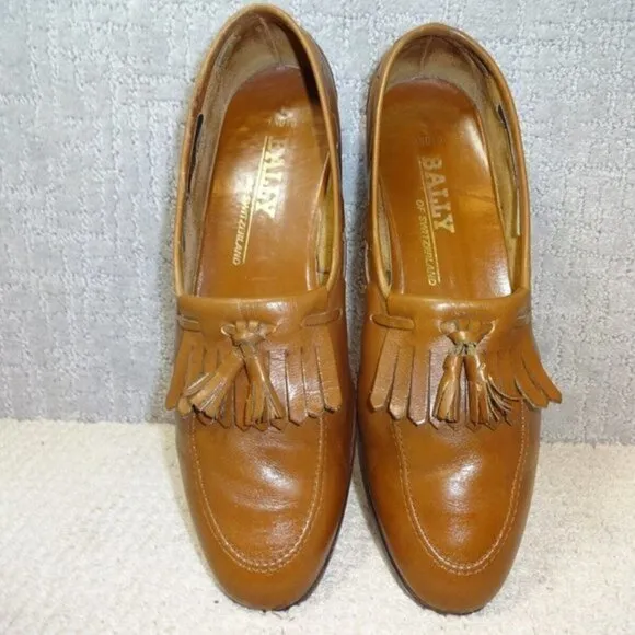 BALLY of Switzerland Indio Mens Size 9.5M US Brown Tassels Fringe Kiltie Loafers