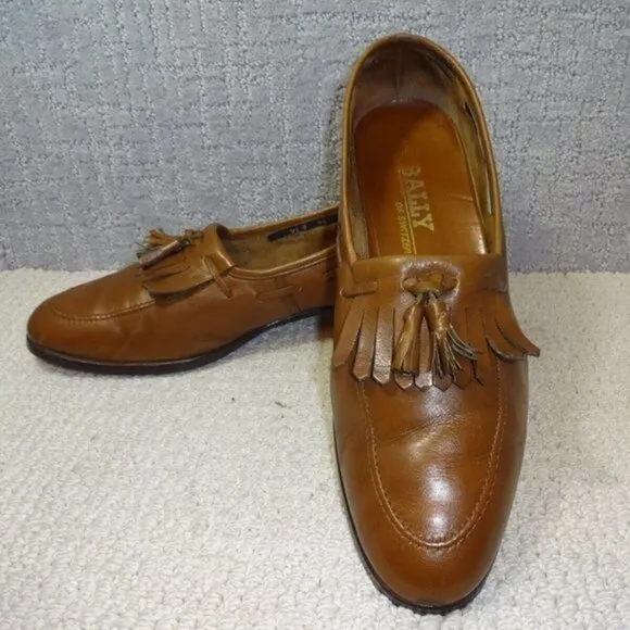 BALLY of Switzerland Indio Mens Size 9.5M US Brown Tassels Fringe Kiltie Loafers