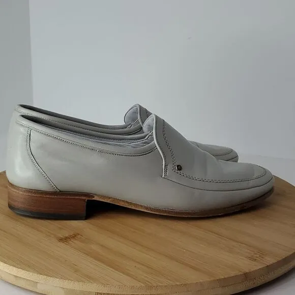 Bally of Switzerland Men's Tirano II Light Grey Leather Slip on Loafers Size 6M