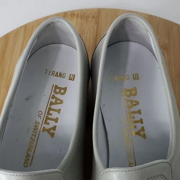 Bally of Switzerland Men's Tirano II Light Grey Leather Slip on Loafers Size 6M