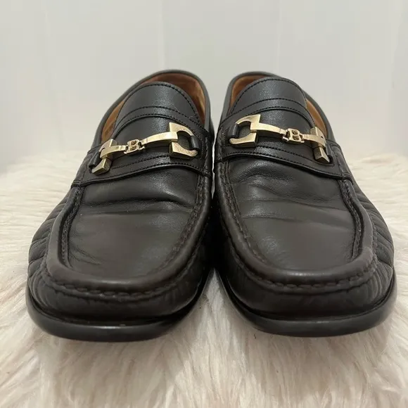 Bally Switzerland Mens Loafers Size 8 Genuine Leather Dark Brown Slip On