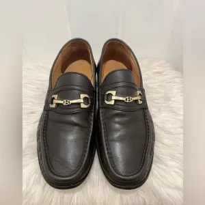 Bally Switzerland Mens Loafers Size 8 Genuine Leather Dark Brown Slip On