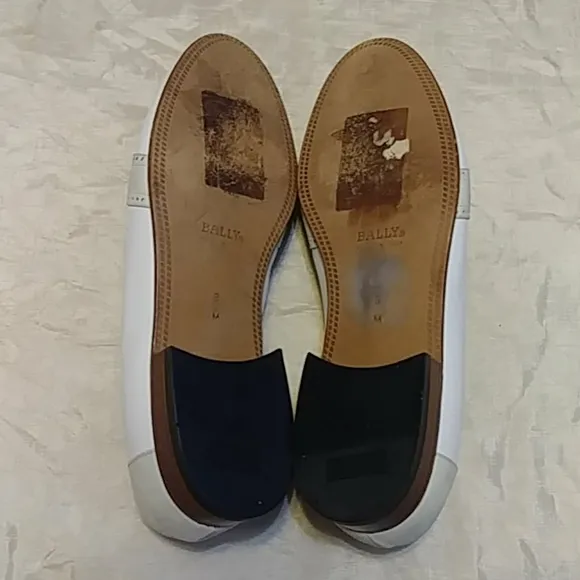 Bally White Leather Loafers