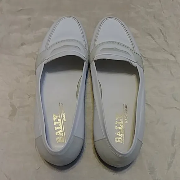 Bally White Leather Loafers