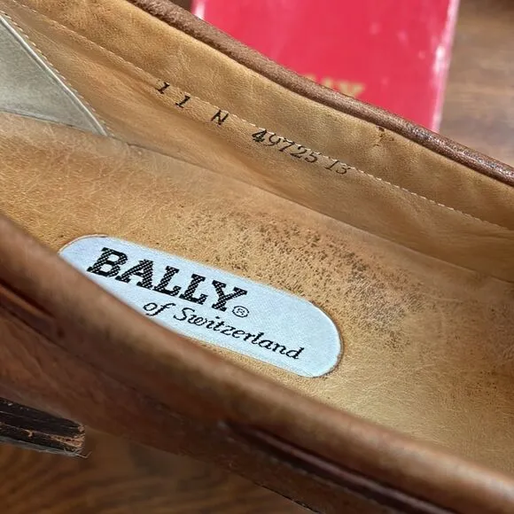 Bally of Switzerland Polk brown leather tassel slip on loafers