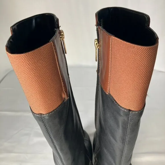 Bandolino Knee High Leather Wide Calf Riding Boots Black Brown Womens 8.5