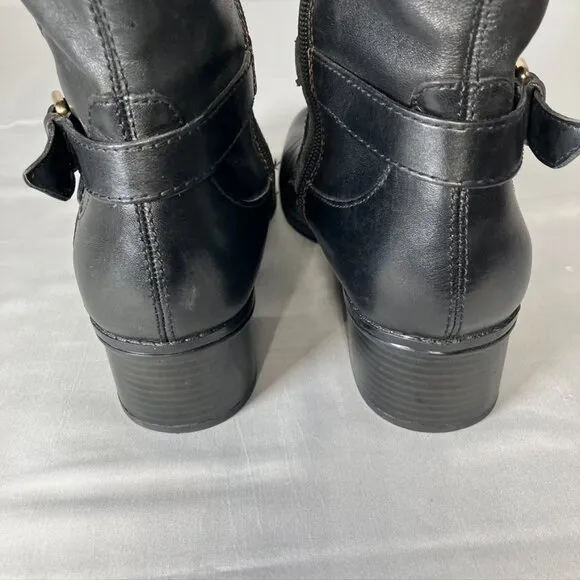 Bandolino Knee High Leather Wide Calf Riding Boots Black Brown Womens 8.5