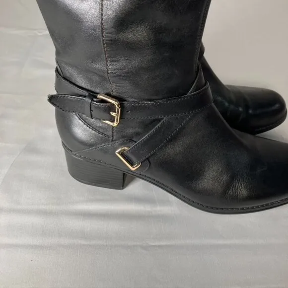 Bandolino Knee High Leather Wide Calf Riding Boots Black Brown Womens 8.5