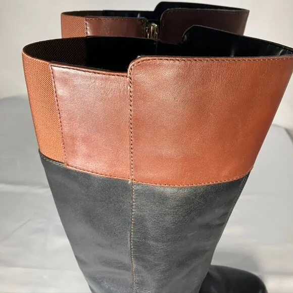 Bandolino Knee High Leather Wide Calf Riding Boots Black Brown Womens 8.5