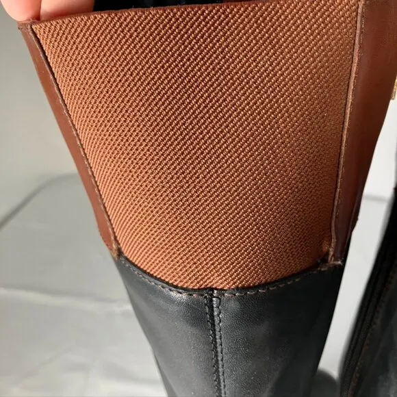 Bandolino Knee High Leather Wide Calf Riding Boots Black Brown Womens 8.5