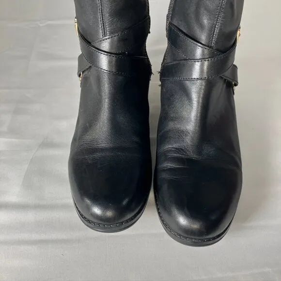 Bandolino Knee High Leather Wide Calf Riding Boots Black Brown Womens 8.5