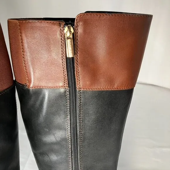 Bandolino Knee High Leather Wide Calf Riding Boots Black Brown Womens 8.5