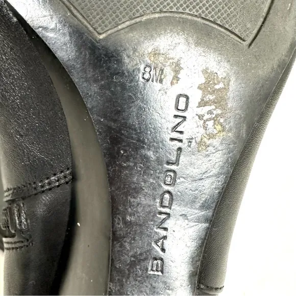 BANDOLINO Women’s Black Leather Riding Boots Wedge Heel Full Zip, Size 8