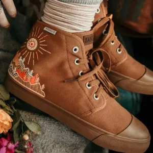BANGS | Sunrise Mountain High Top Sneakers Embrodered Unisex Canvas | M6, W7.5