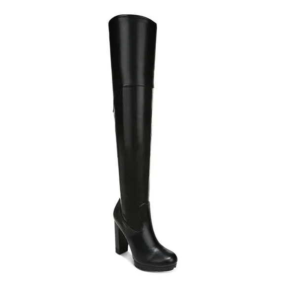 BAR III Womens Black Padded Stretch Giana Round Toe Block Heel Heeled Boots 9.5