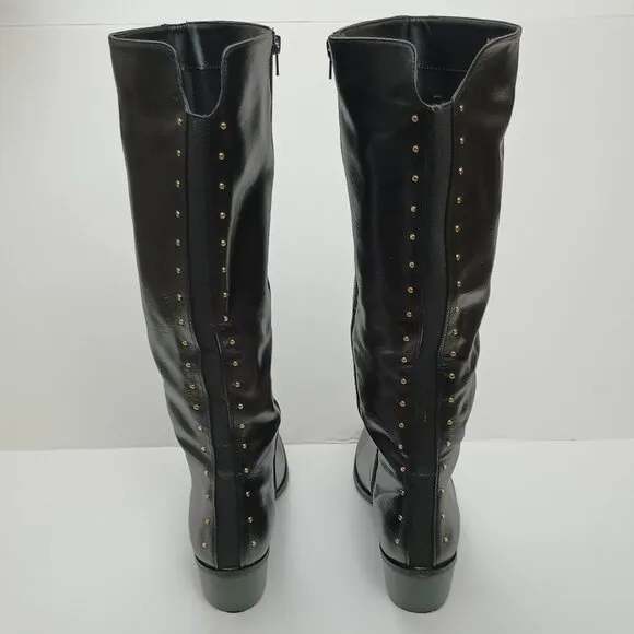 BAR III Womens Black Stretch Gore Vayla Round Toe Block Heel Riding Boot 10 M