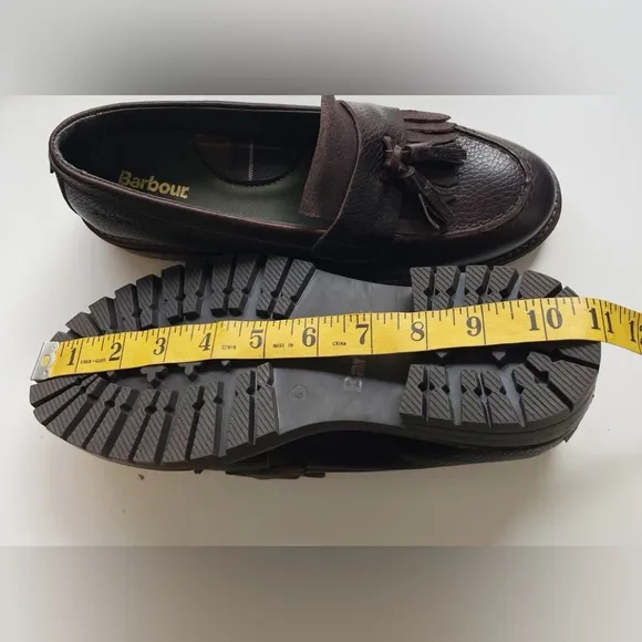 Barbour Chocolate Brown Leather Loafers with Tassels 9 NWOB