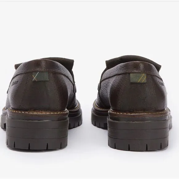 Barbour Chocolate Brown Leather Loafers with Tassels 9 NWOB