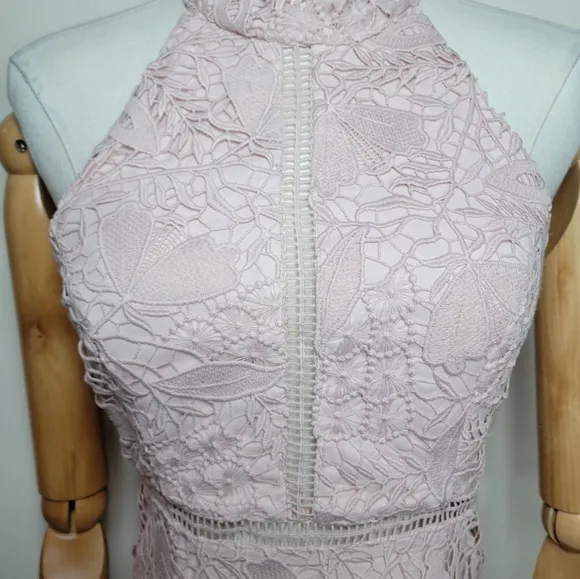 Bardot Willow Lace Cocktail Spring Floral Dress Soft Pink Size 6