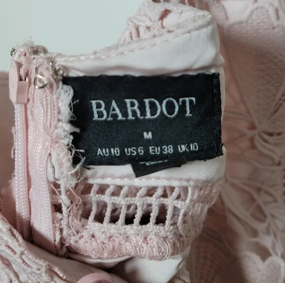 Bardot Willow Lace Cocktail Spring Floral Dress Soft Pink Size 6