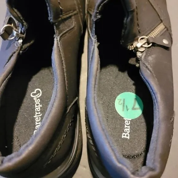 Baretraps Black sip on zipper size 7.5 Nwt comfortable leather Slip on Shoes
